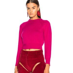 Helmut Lang cropped cashmere sweater in magenta pink Medium knit designer crew